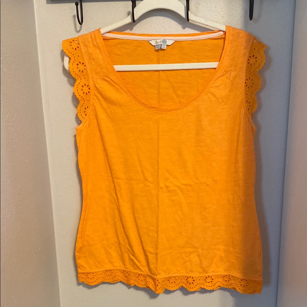 Boden Orange Tank Top with Lace Trim US8 UK12